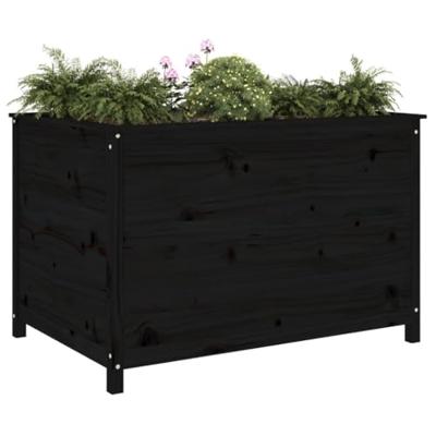 Plantenbak verhoogd 119,5x82,5x78 cm massief grenenhout zwart