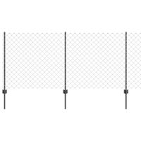 VidaXL Hek met paal grijs 1 x 10 m staal en pvc - thumbnail