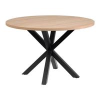 Kave Home Ronde Eettafel 'Argo' 120cm, kleur Naturel/Zwart - thumbnail