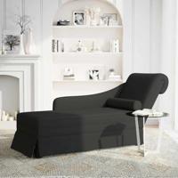 Chaise longue met bolster en rechterarmleuning fluweel zwart - thumbnail