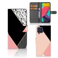 Samsung Galaxy M53 | Book Case | Zwart Roze Vormen - thumbnail