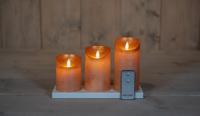 Anna&apos;s Collection LED kaars flame effect rustiek set 7.5 cm koper 3 stuks - thumbnail