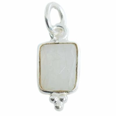 Edelsteen Hanger Regenboog Maansteen Rechthoek - Zilver - 8 mm Edelsteen Hanger Regenboog Maansteen Rechthoek - Zilver - 8 mm