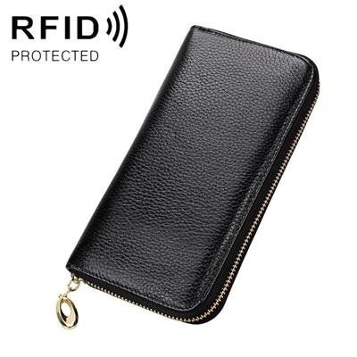 906 Antimagnetic RFID Litchi Texture Women Large Capacity Hand Wallet Purse Phone Bag with Card Slots(Black)