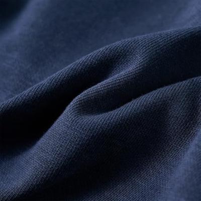 Kindertrui met capuchon 128 gemleerd marineblauw en oranje - thumbnail