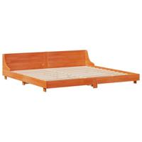 Bedframe zonder matras massief grenenhout wasbruin 180x200 cm - thumbnail