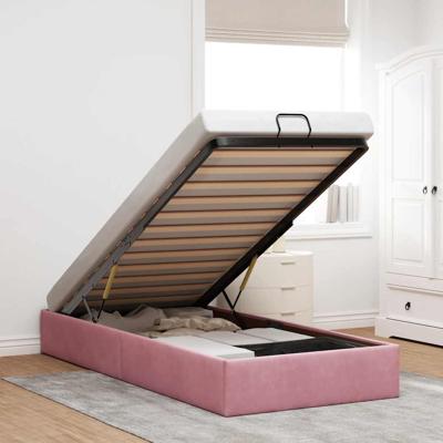 Bedframe zonder matras 90x200 cm fluweel roze
