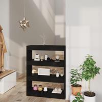 Boekenkast/kamerscherm 80x30x103 cm bewerkt hout zwart - thumbnail