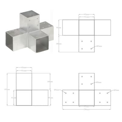Paalverbindingen 4 st X-vorm 91x91 mm gegalvaniseerd metaal