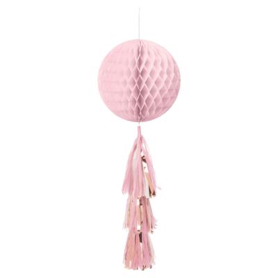 Honeycomb Lichtroze Bol Met Tassel (70cm)