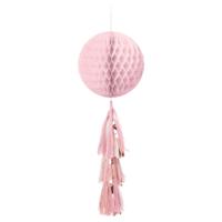 Honeycomb Lichtroze Bol Met Tassel (70cm) - thumbnail