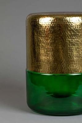 Dutchbone Bijzettafel 'Cave' IJzer en glas, 35cm, kleur Groen