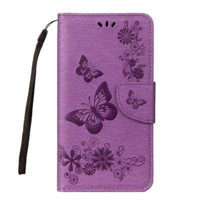 Voor Galaxy A8 PLUS (2018) Vintage reliëf bloemen vlinder patroon horizontale Flip lederen draagtas met kaartslot & houder & portemonnee & Lanyard(Pu