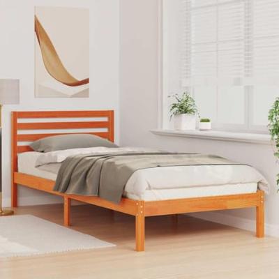 Bedframe met hoofdeinde Wasbruin 90 x 210 cm Massief grenenhout