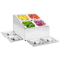 VidaXL Gastronormbakkenhouder met 4 gn 1/6 bakken roestvrij staal - thumbnail
