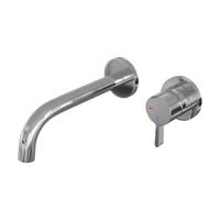 Inbouw Wastafelmengkraan Brauer Chrome Edition Coldstart Gebogen Uitloop Halfronde Hendel Rechts Chroom Met Rozetten - thumbnail