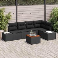 Tuinbankenset met kussen 6 pcs Zwart poly rattan - thumbnail