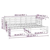 Slaapbank uitschuifbaar massief grenenhout zwart 2x(90x200) cm - thumbnail