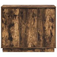 LED Sideboard Gerookt eiken 90 x 32 x 75 cm Bewerkt hout - thumbnail