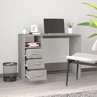 Bureau met lades 102x50x76 cm bewerkt hout betongrijs - thumbnail