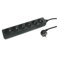 6-voudige zwarte stekkerdoos [1,5/3m kabellengte] - thumbnail