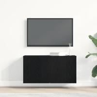 Tv-meubel 80x30x41 cm bewerkt hout zwart eikenkleurig - thumbnail