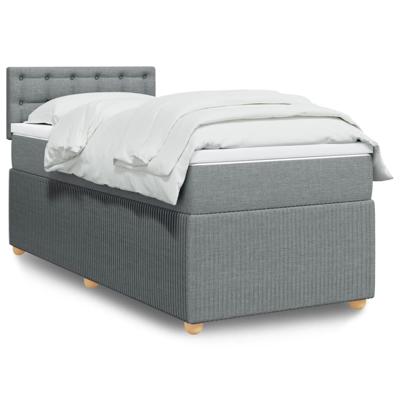 Boxspring met matras stof lichtgrijs 140x190 cm