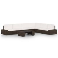 7-delige Loungeset met kussens poly rattan bruin - thumbnail