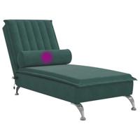 Massage chaise longue met bolster fluweel donkergroen - thumbnail