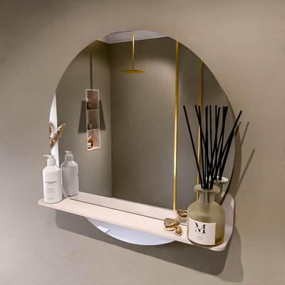 MONDIAZ SPOT spiegel rond 70cm met Spiegelplanchet kleur Rosee.