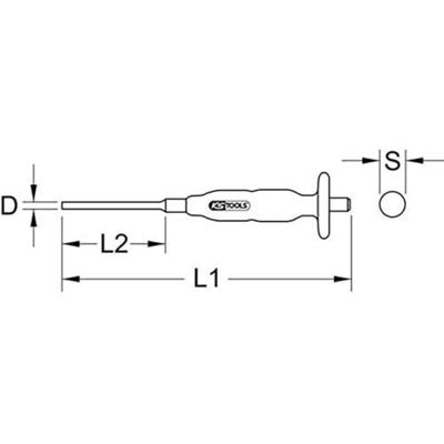 KS Tools 156.0010 Splitdriver met handgreep, rond, Ø 10 mm