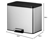 EKO Essential Recycling Pedaalemmer 3x9L Mat RVS - thumbnail