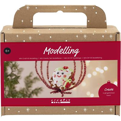 Creativ Company Mini hobbyset boetseren, hartvormig kerstfiguur, diverse kleuren, 1 doos Creativ Company Mini hobbyset boetseren, hartvormig kerstfiguur, diverse kleuren, 1 doos