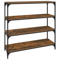 Boekenkast 100x33x100 cm bewerkt hout en staal gerookt eiken - thumbnail