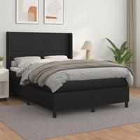 Boxspring met matras kunstleer zwart 140x190 cm - thumbnail