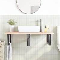 Badkamer wandschap staal en massief eikenhout - thumbnail