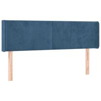 Hoofdbord met randen 147x16x78/88 cm fluweel donkerblauw - thumbnail