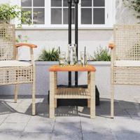 Tuintafel 40x40x42 cm poly rattan en acaciahout beige - thumbnail