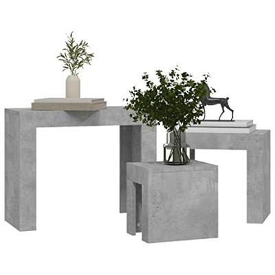 VidaXL 3-delige tafeltjesset bewerkt hout betongrijs