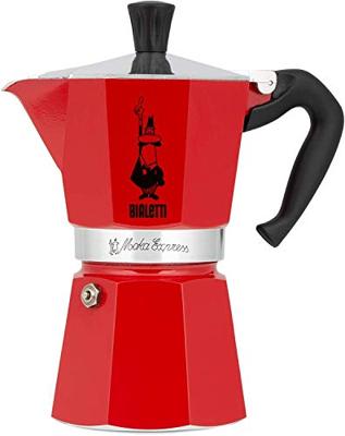 Italiaanse koffiemachine - Bialetti - Moka Express - 3 kopjes - Rood - Gepolijst aluminium