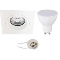 LED Inbouwspot Set GU10 - Vierkant Mat Wit - 6W Warm Wit 3000K - 93mm - thumbnail
