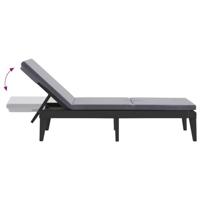 Ligbed met kussen 186x60x29 cm polypropeen antracietkleurig - thumbnail