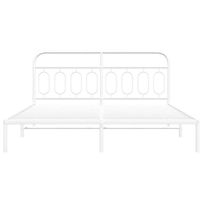 Bedframe met hoofdbord metaal wit 183x213 cm Bedframe met hoofdbord metaal wit 183x213 cm