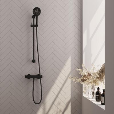 Brauer Black Edition Glijstangset met Thermostaatkraan - 3-Standen Handdouche - Mat Zwart