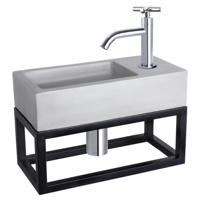 Differnz Differnz Ravo fonteinset beton lichtgrijs - kraan kruis - met handdoekrek chroom - thumbnail