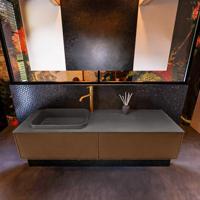 Badkamermeubelset Mondiaz Erin 150 cm met 2 Lades met RIDGE Wastafel Links Dark grey met 1 kraangat Greeploos Mat Rust - thumbnail