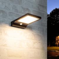 Solar wandlamp slim met 36 leds en bewegingsmelder zwart op zonne energie - thumbnail