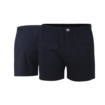 2-pak wijde heren boxershorts - Fox packet 2260 - Blauwe katoenen losse heren boxershorts