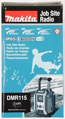 Makita DMR115 Bouwradio DAB, DAB+ AUX, Bluetooth, USB Spatwaterbestendig, Stofvast Turquoise, Zwart, Zilver