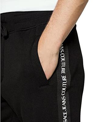 Versace Jeans Couture Logo Tape Fleece Garzata Trainingsbroek Heren Zwart - Maat XS - Kleur: WitZwart | Soccerfanshop